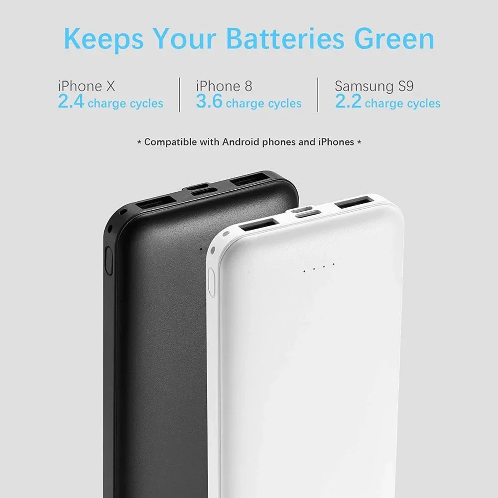 2-Pack Miady 10000mAh Dual USB Portable Charger, Fast Charging Power Bank
